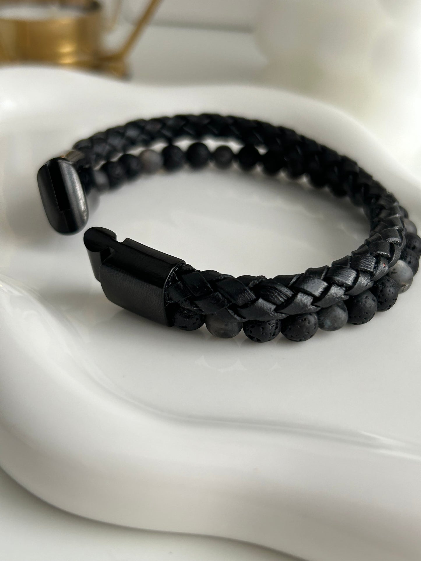 Armband Leder mit Perlen