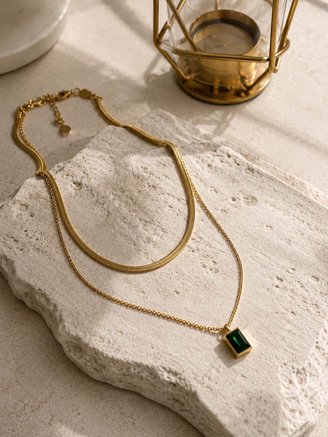 Sleek Green Stone Necklace