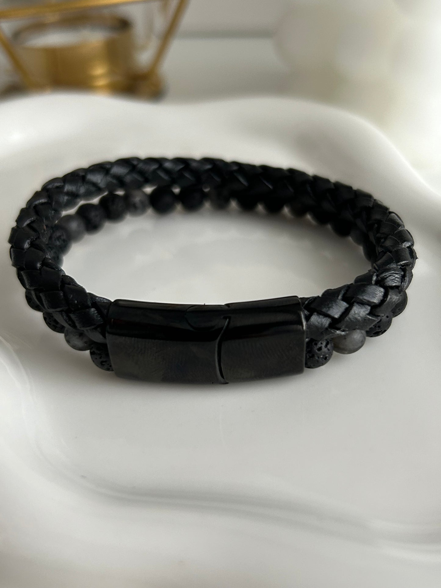 Armband Leder mit Perlen