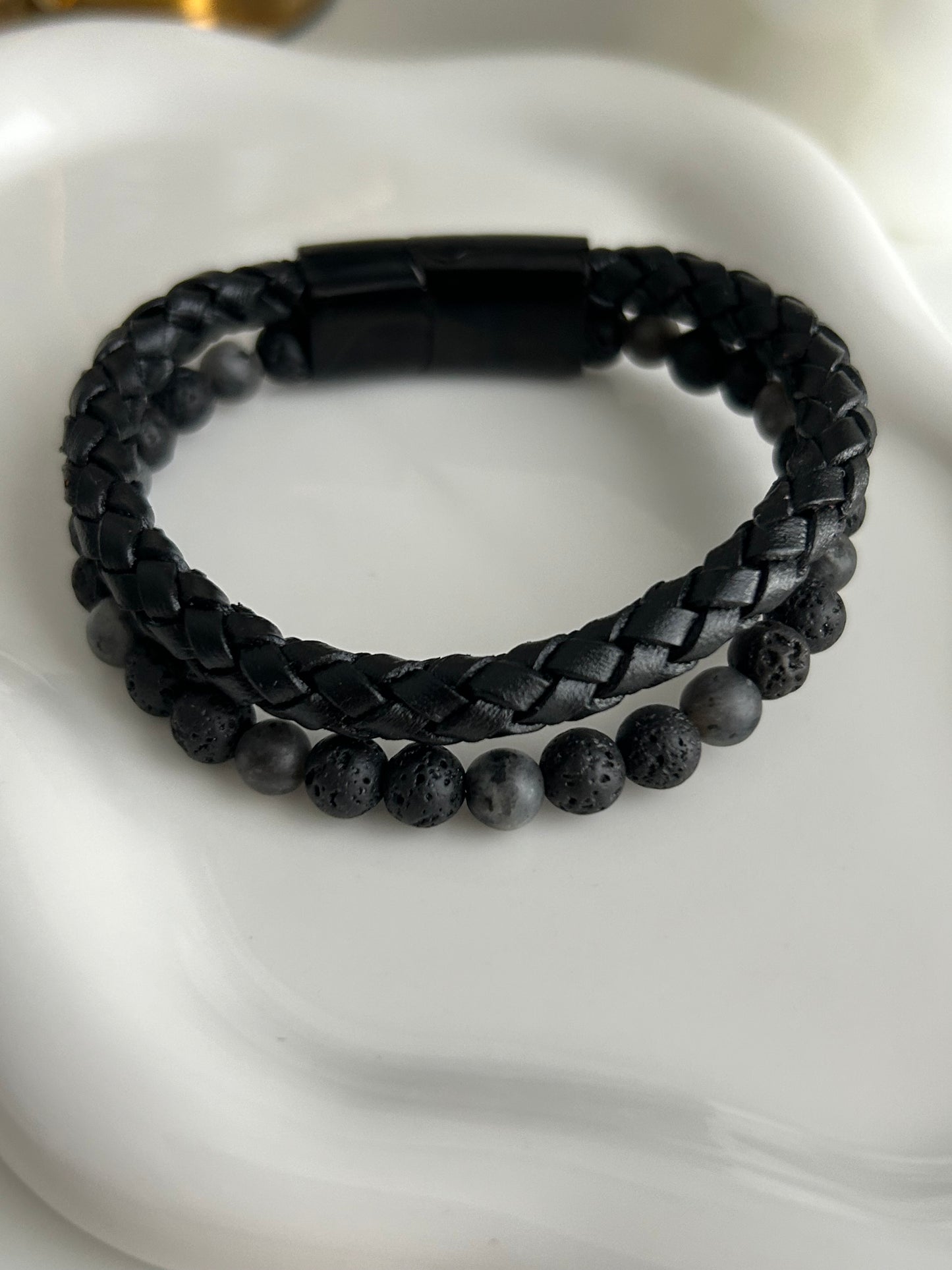 Armband Leder mit Perlen