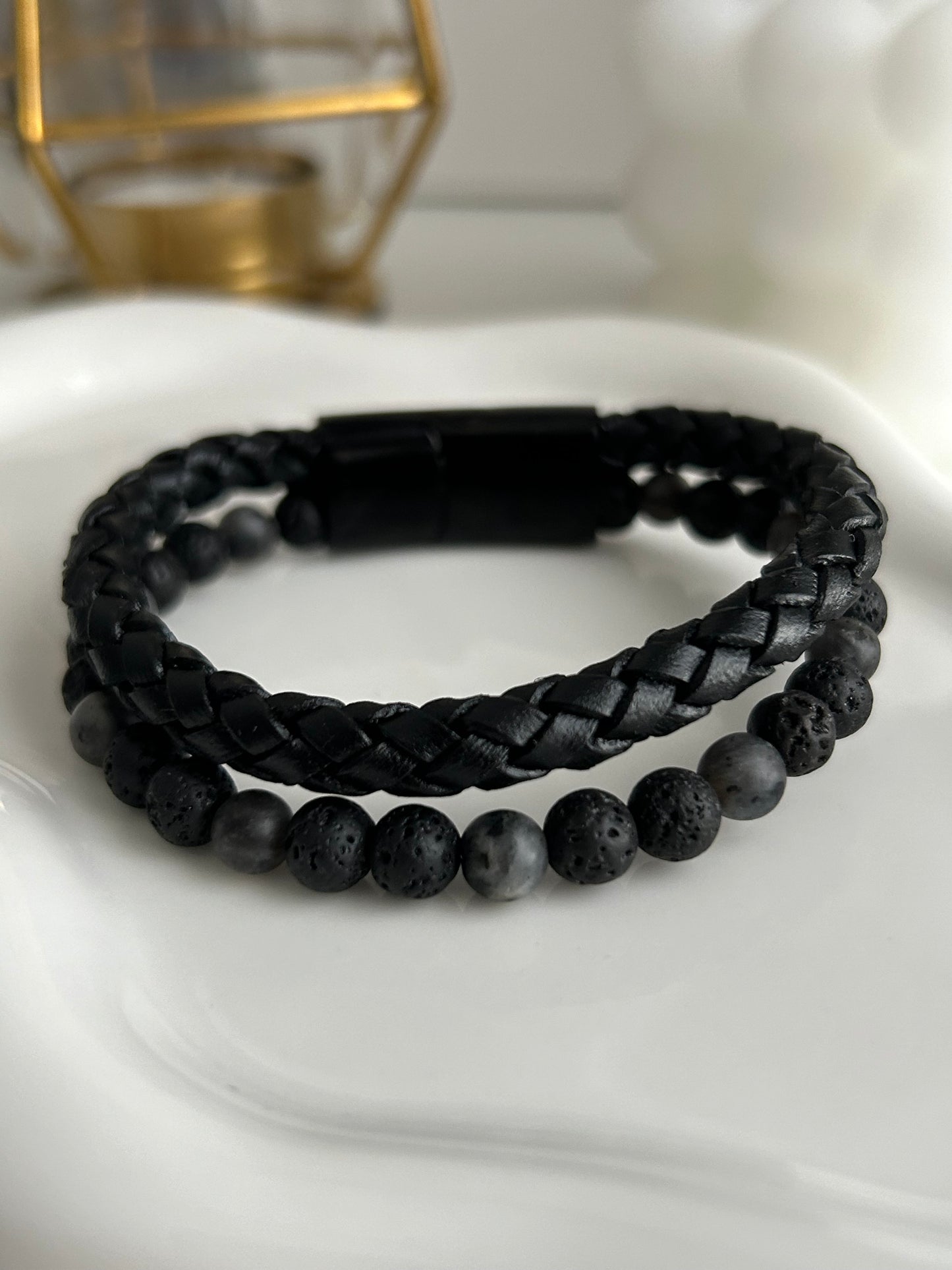 Armband Leder mit Perlen