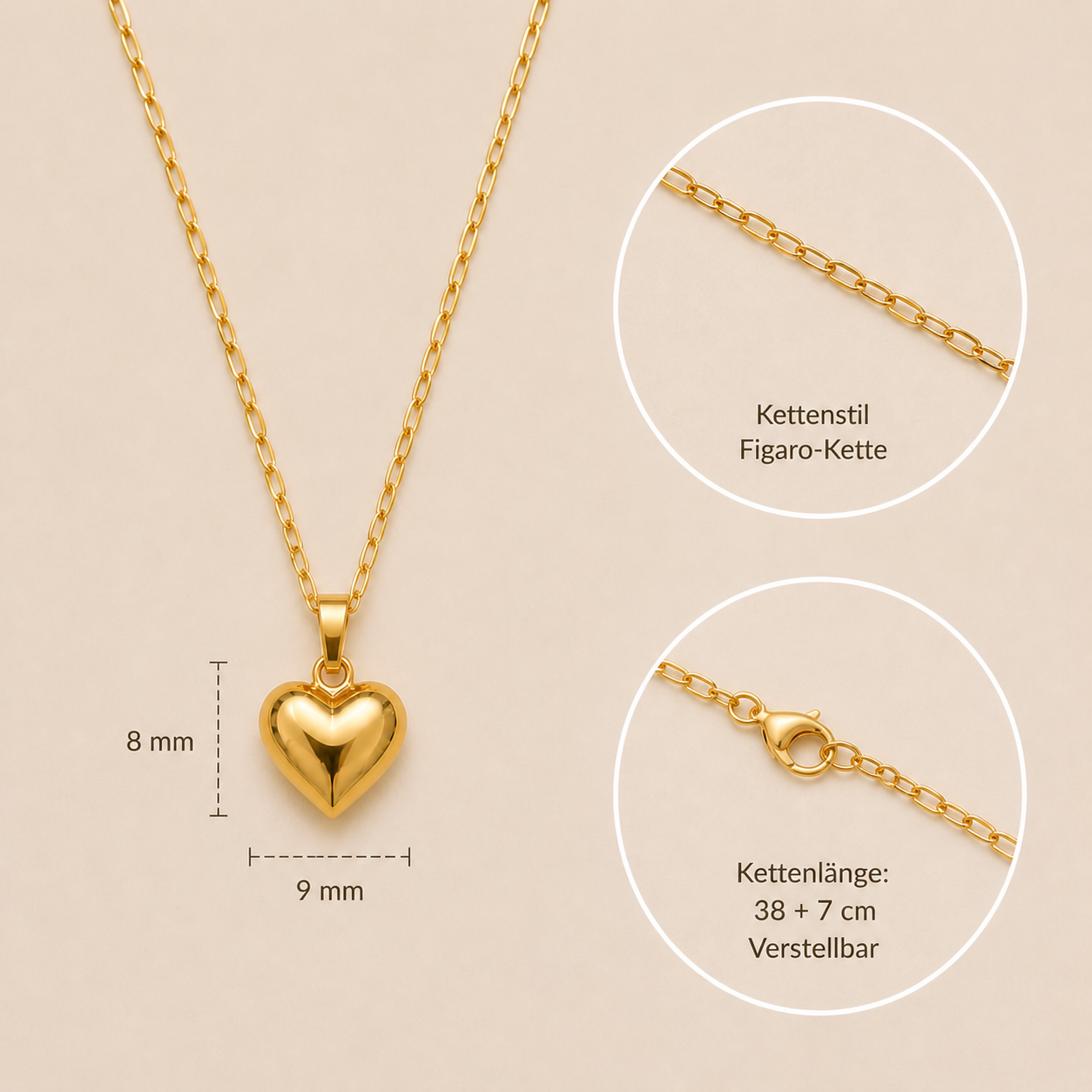 Herz Halskette Gold