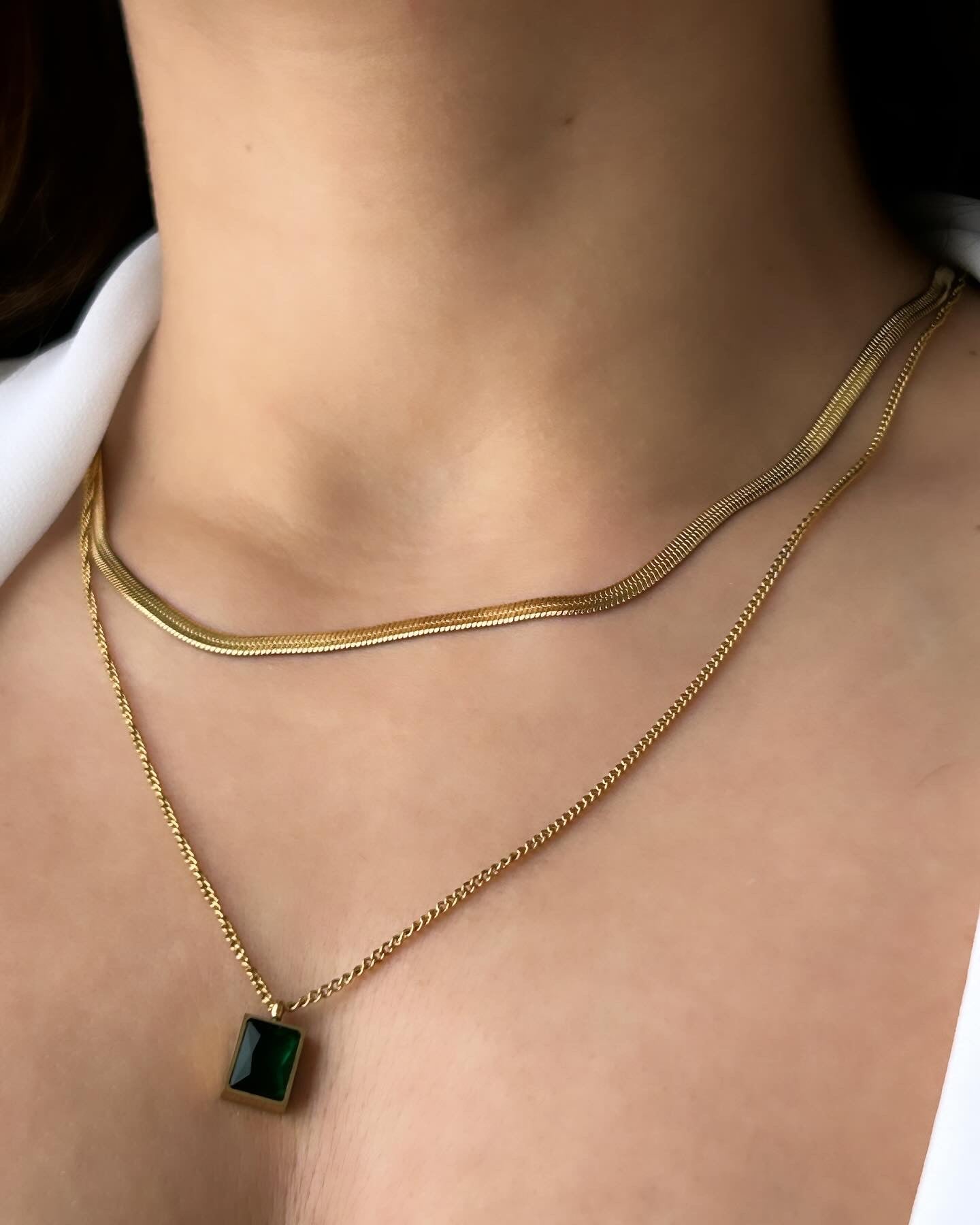 Sleek Green Stone Necklace