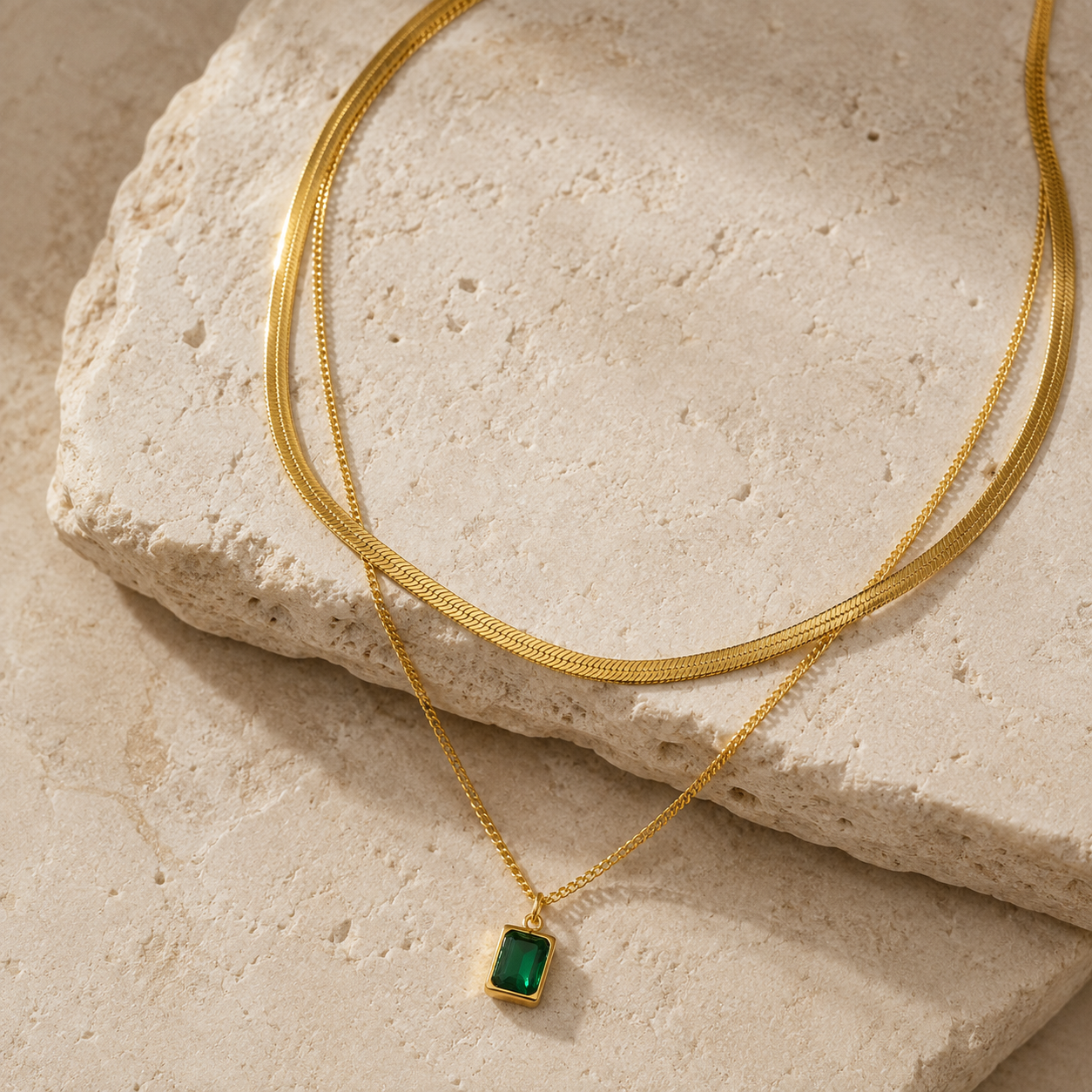 Sleek Green Stone Necklace
