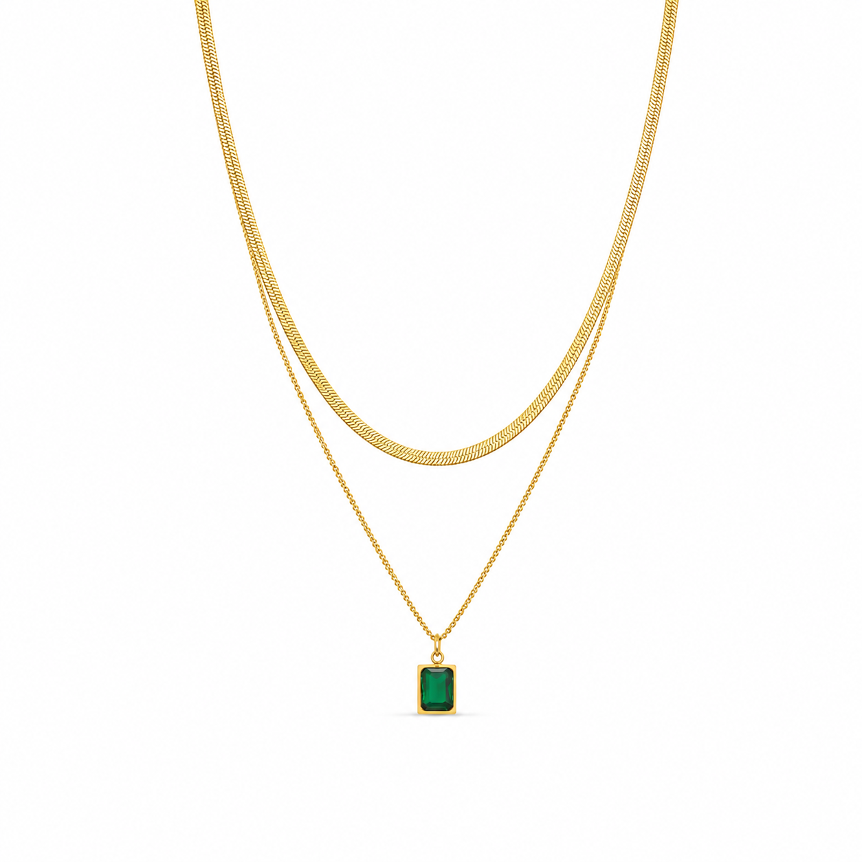 Sleek Green Stone Necklace