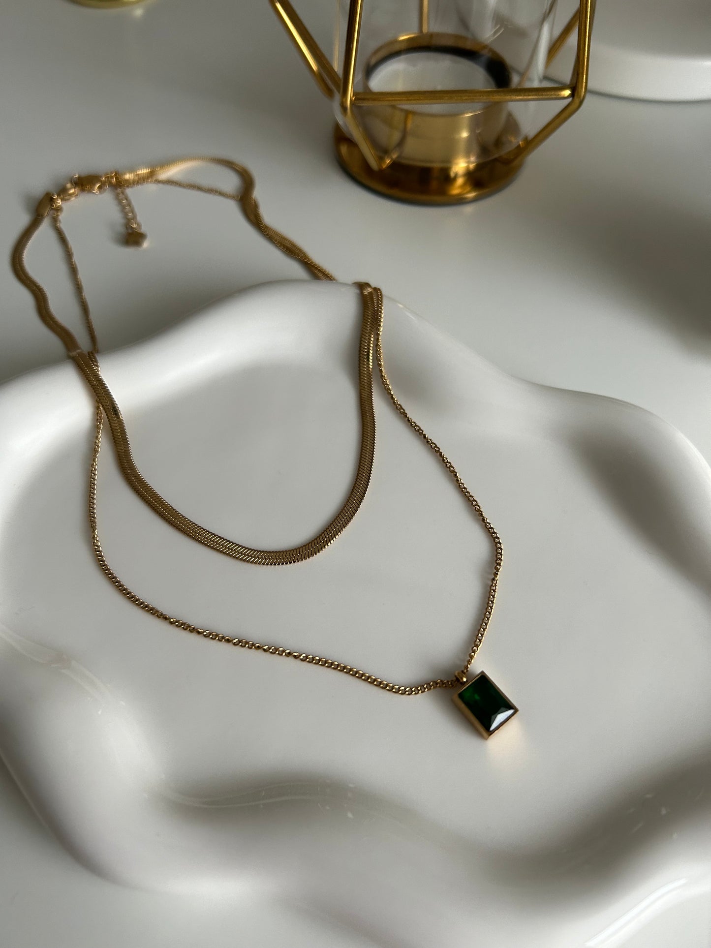 Sleek Green Stone Necklace