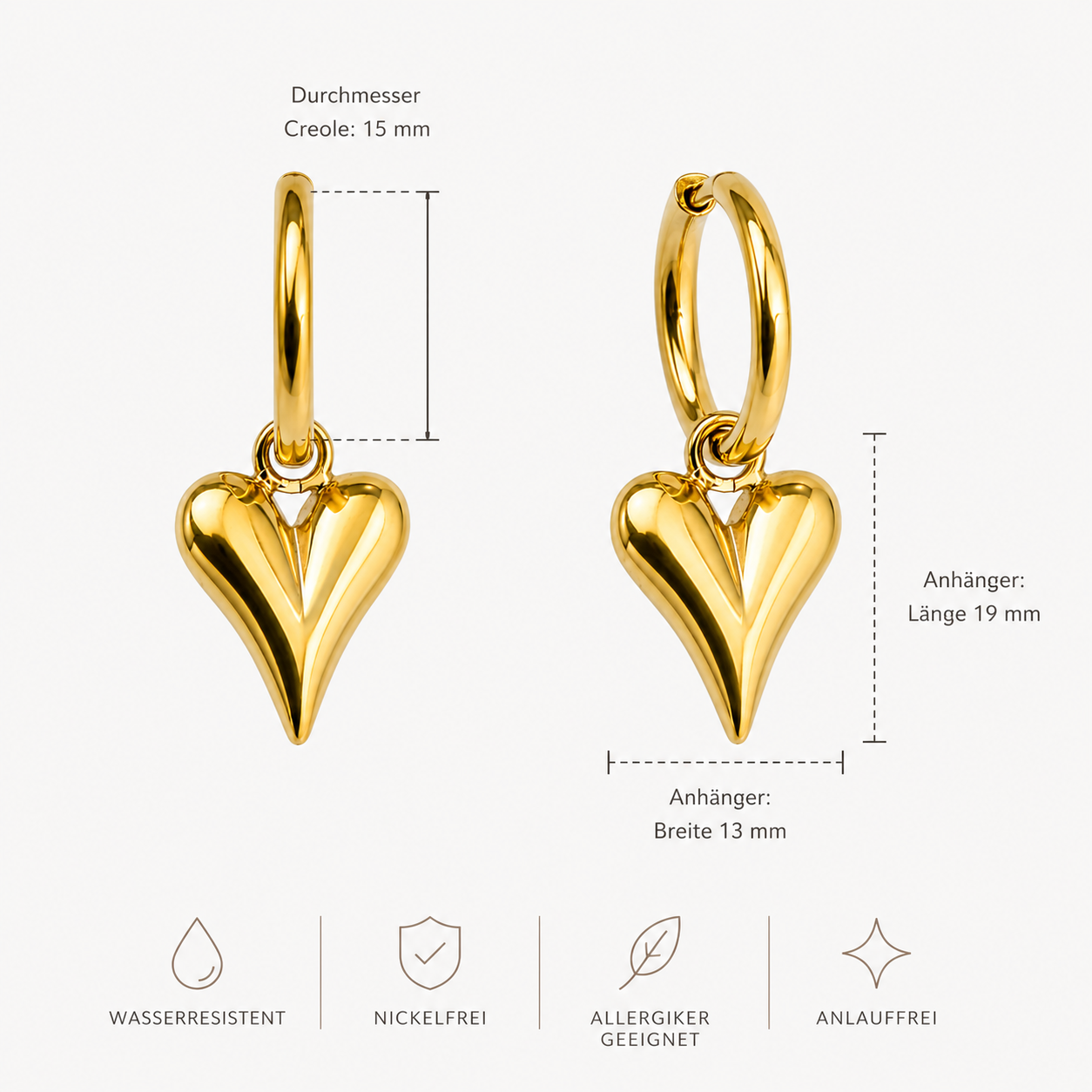 Shine Heart Earring Gold